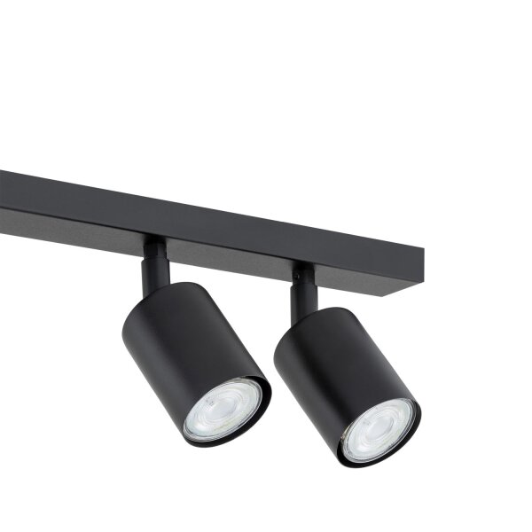 Plafonnier métal 116 cm de long noir GU10 6 flammes