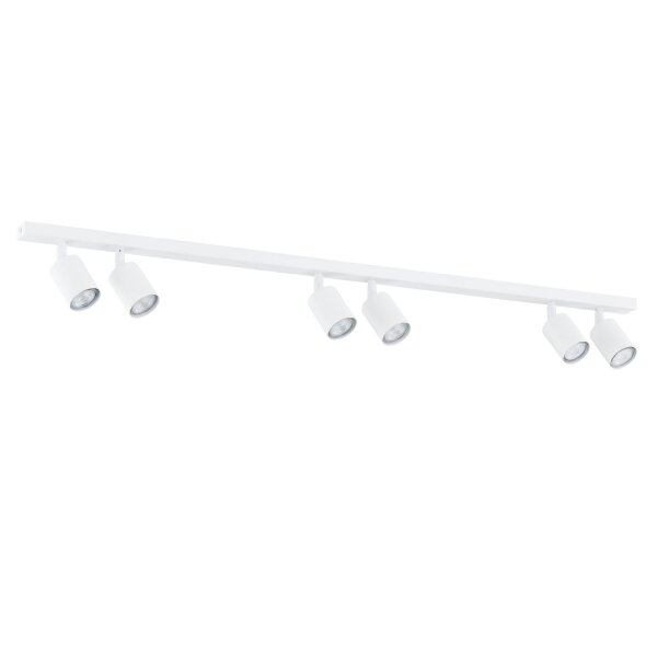 Deckenstrahler Weiß 116 cm lang Metall GU10 6-flammig