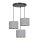 Lampe à suspendre 3 flammes E27 tissu métal noir gris or