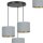 Lampe à suspendre 3 flammes E27 tissu métal noir gris or
