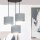 Lampe à suspendre 3 flammes E27 tissu métal noir gris or