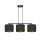 Suspension tissu métal L : 72cm noir or 3-flamme E27