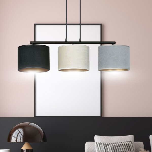 Lampe à suspendre tissu métal L : 72 cm 3x E27 Moderne CYRIL