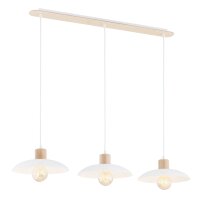 Suspension 3 flammes E27 L : 90 Blanc imitation bois...