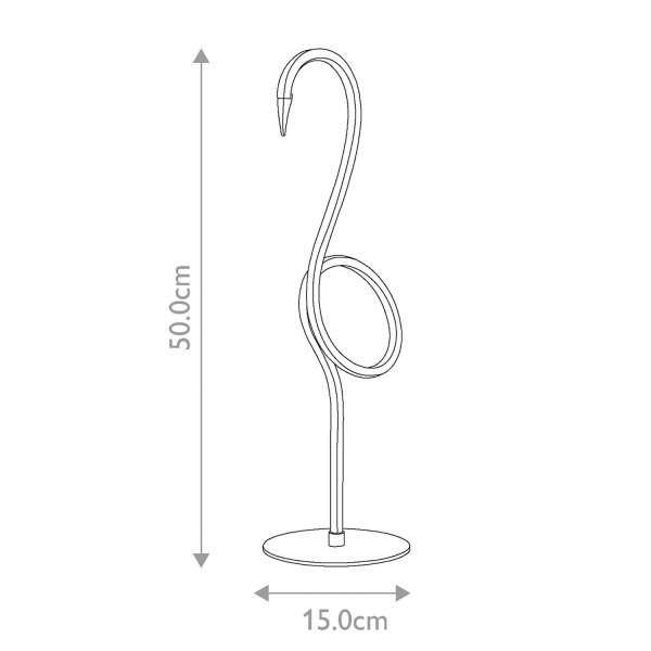 Deko Tischleuchte LED Flamingo 50 cm Weiß Metall 3000 K