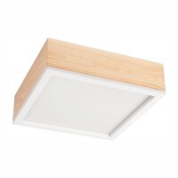 Holz Deckenlampe blendarm Glasschirm E27 B:31 cm eckig