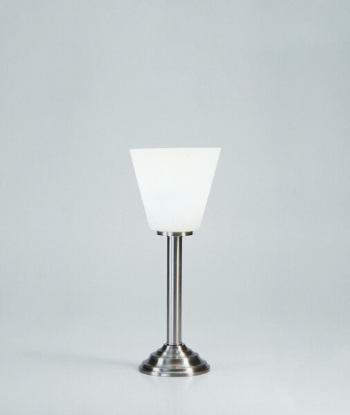 Nachttischleuchte Echt-Messing Glas E27 37 cm in Nickel