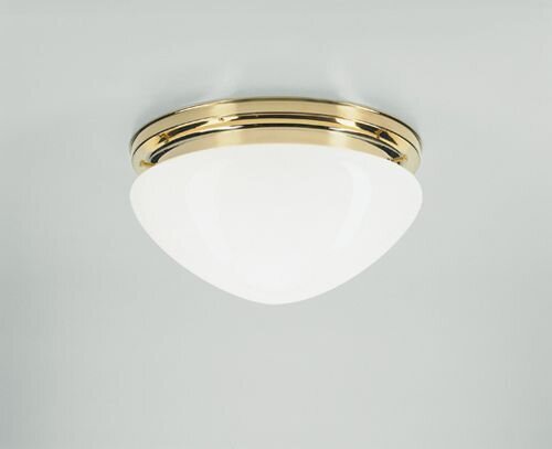 Deckenleuchte Messing poliert Glas E27 Ø30 cm rund