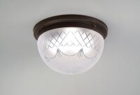 Deckenlampe Antik Messing Glas mit Muster E27 &Oslash;40 cm