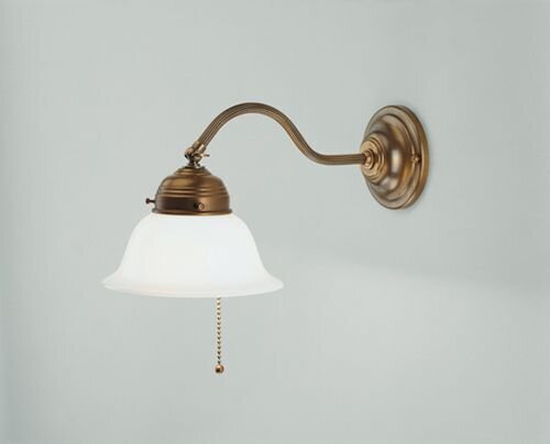 Wandlampe mit Zugschalter Glas Messing E27 blendarm