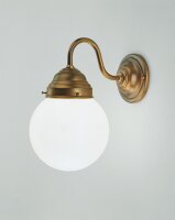 Jugendstil Wandlampe Glaskugel Messing E27 T:22 cm