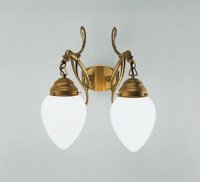 Wandleuchte Berliner Messing Glas E27 T:25 cm 2-flammig