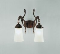 Applique antique laiton verre E27 P:26 cm 2 flammes