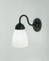 Antike Wandlampe Messing Glas E27 T:21 cm Jugendstil