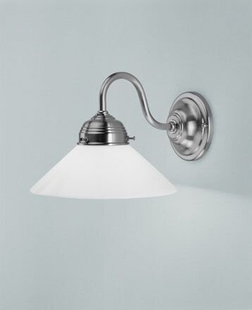 Wandlampe Jugendstil in Nickel Glas Messing E27 T:25 cm