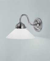 Wandlampe Jugendstil in Nickel Glas Messing E27 T:25 cm