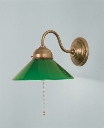 Applique laiton verre vert interrupteur à tirette E27 Art Nouveau