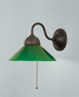 Applique laiton antique verre vert interrupteur E27 P:25 cm