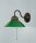 Applique laiton antique verre vert interrupteur E27 P:25 cm
