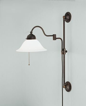 Lampe murale antique laiton verre câble fiche interrupteur