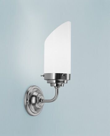 Wandlampe Messing Glas T:14 cm E27 in Nickel blendarm
