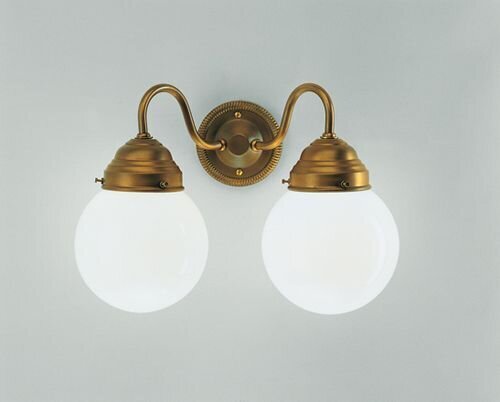 Applique murale chaleureuse verre berlinois laiton E27 2 flammes