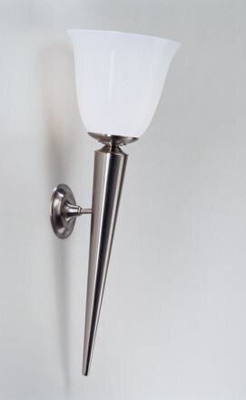 Torche murale laiton véritable en nickel verre E27 H:62 cm