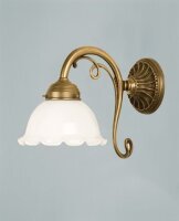 Florale Wandleuchte Berliner Messing Glas E27 T:29 cm