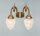 Elegante Wandlampe Messing Glas E27 2-flammig Ornamente