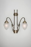 Wandlampe Jugendstil Berliner Messing Glas H:67 cm E27