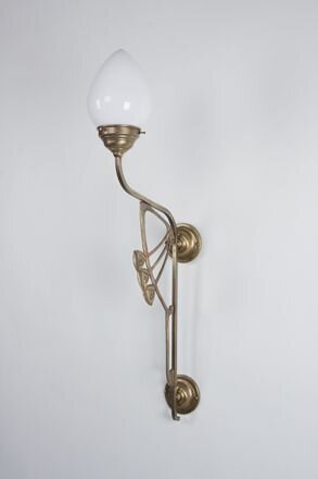 Wohnliche Wandleuchte Messing Glas Weiß E27 H:86 cm