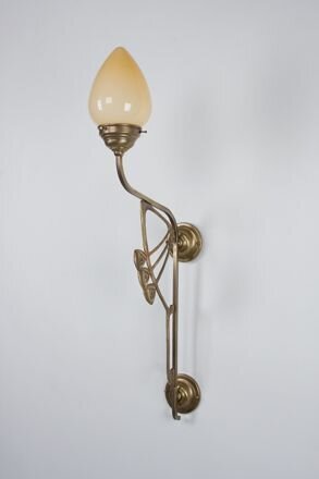 Wohnliche Wandlampe Messing Glas Elfenbein E27 H:86 cm