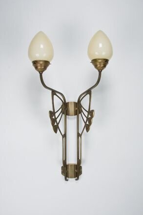 Applique confortable laiton verre ivoire E27 2-flmg