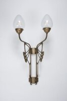 Wohnliche Wandlampe Messing Glas Blau E27 B:44 cm