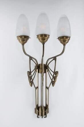 Gemütliche Wandleuchte Messing Glas Weiß E27 B:40 cm