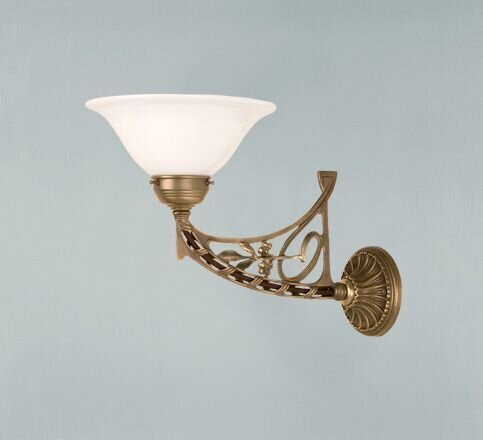 Wandlampe Berliner Messing Glas T:39 cm E27 Jugendstil