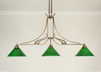 XXL Suspension laiton verre vert E27 136 cm...