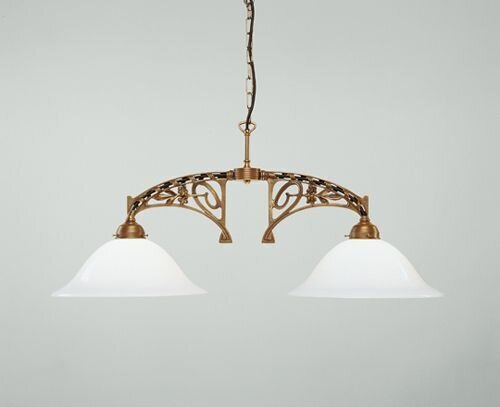Elégante lampe à suspendre laiton verre E27 86 cm 2 flammes