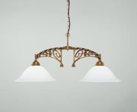 Elegante H&auml;ngeleuchte Messing Glas E27 86 cm 2-flammig