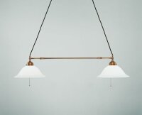 Lange Hängelampe Messing Glas Zugschalter E27 130 cm