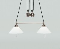 Blendarme Hängelampe Zugschalter Messing Glas in Nickel