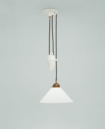 Stilvolle Hängelampe Messing Glas Weiß E27 Ø30 cm rund