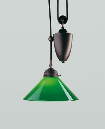 Lampe à suspendre antique laiton verre vert E27 Ø30 cm élégant