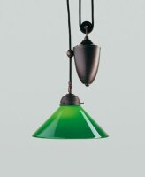 Lampe à suspendre antique laiton verre vert E27...
