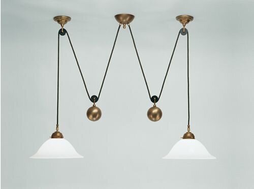 Flexible Pendelleuchte Jugendstil Messing Glas 2-flmg