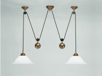 Flexible Pendelleuchte Jugendstil Messing Glas 2-flmg