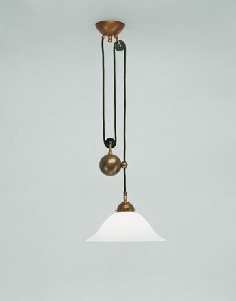 Pendelleuchte Messing Glas E27 L:30 cm gemütlich