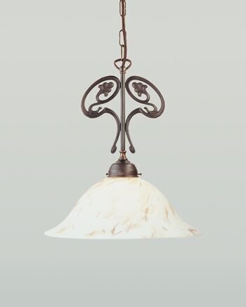 Messing Pendelleuchte Antik Glas in Marmor E27 Ø35 cm