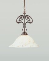 Messing Pendelleuchte Antik Glas in Marmor E27 Ø35 cm