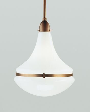 Runde Pendelleuchte Berliner Messing Glas E27 Ø34 cm